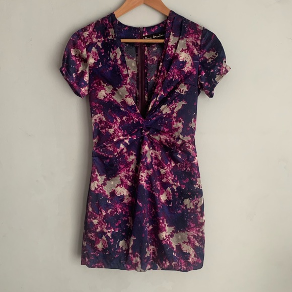 Deep V satin floral dress - Picture 2 of 4